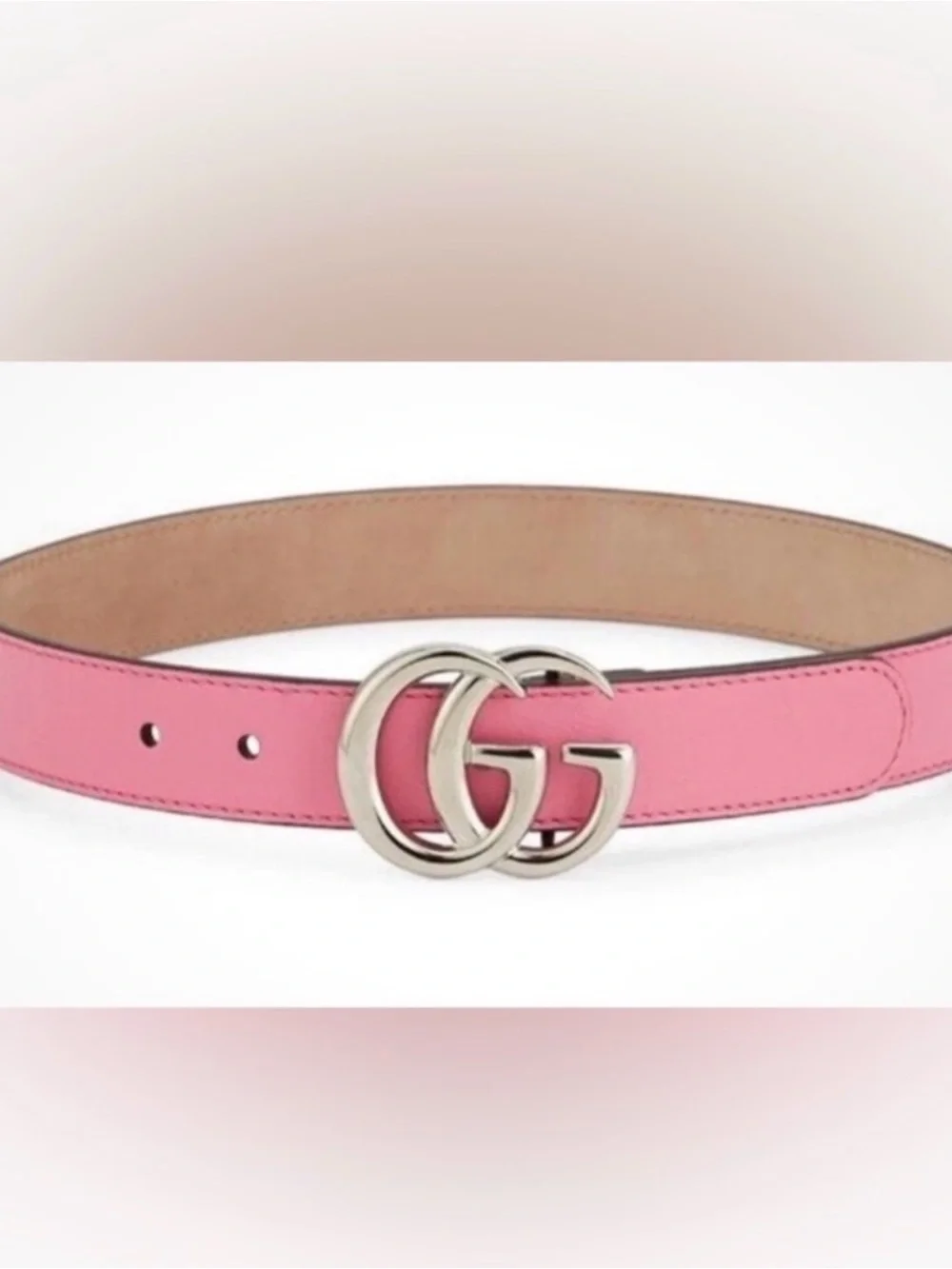 Gucci Pink Leather Double G Buckle Belt Little Girls with Dustbag